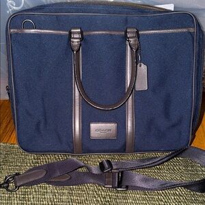 Coach Men's Navy and Dark Brown Briefcase